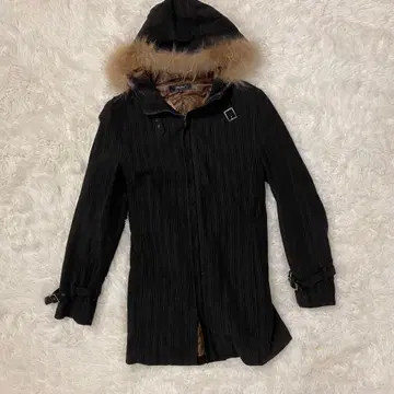 [새상품급] Beno  남성용 코트 블랙 퍼 후드