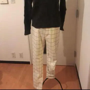 저널 스탠다드 테이퍼드 팬츠 블랙 화이트 체크 슬림 레그 M