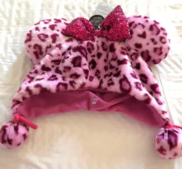 온라인 완판 미사용 새상품 디즈니 미니 팬캡 레오파드 무늬 핑크
