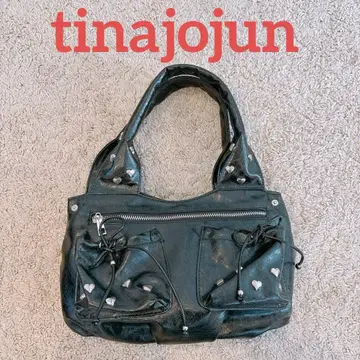 [ 완판템 ] tinajojun 하트 스터드 백 블랙 블랙