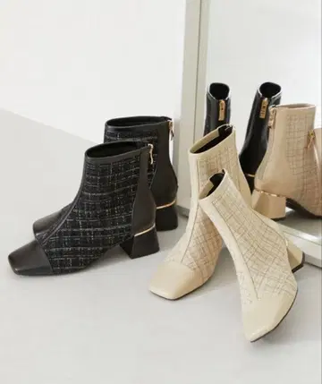 트위드 절개 부츠