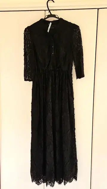 전체 레이스 긴팔 원피스 블랙 haremode