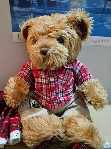 메루카리 시 한정판 빌드어베어 타탄 체크 패턴 곰