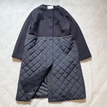 24AW 이네드 콤비 퀼팅 코트 네이비 정가 4.6만