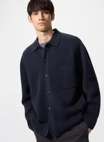 유니클로 네이비 밀라노 리브 가디건 M