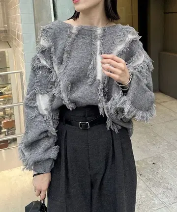 mystic 프린지 니트 그레이