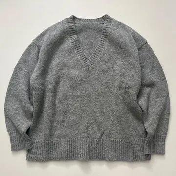 스픽앤스팬 V넥 니트 그레이 울 나일론 스웨터