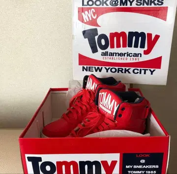 [미사용 새상품] TOMMY 하이컷 스니커즈 빨간색 29cm 박스 포함