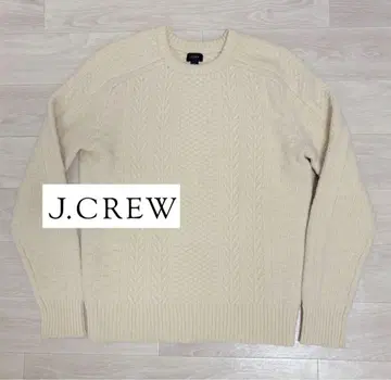 CREW 램스울 100% 케이블 니트 피셔맨 스웨터