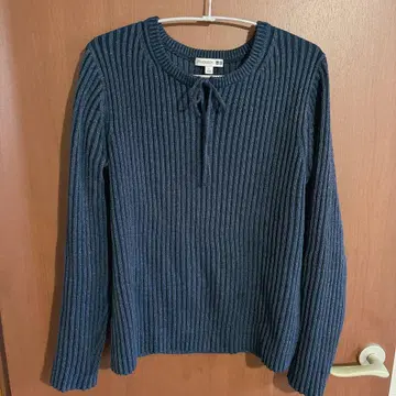 유니클로 스웨터 네이비 L 여성용 리본 리브