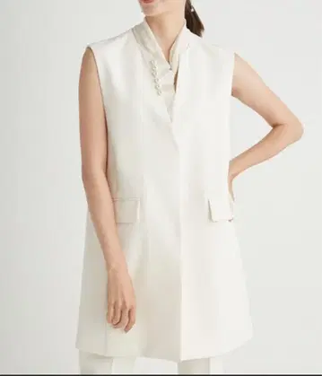 셀포드 프릴 펄넥 롱베스트 화이트