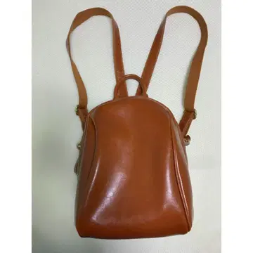 [새상품급] 천연 가죽 콜론한 귀여운 모양의 백팩 브라운