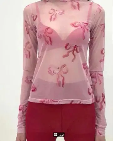 RIBBON SEE-THROUGH TOPS 핑크