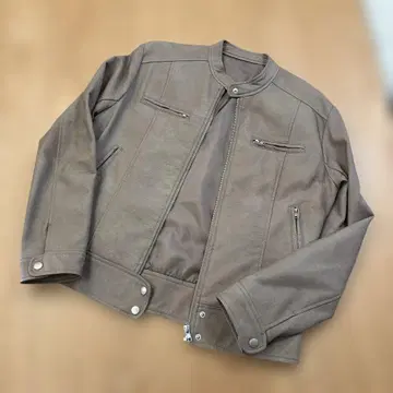 라이트 브라운 합성 피혁 자켓