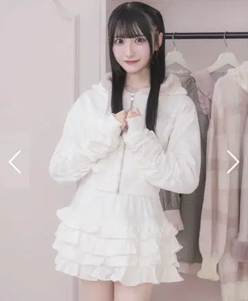 pium 후드 퍼 후드티 셋업 화이트