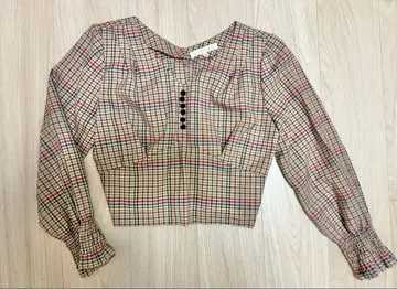 Natalie's 체크 무늬 긴팔 블라우스