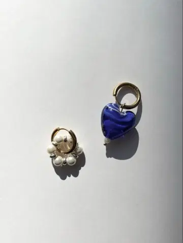 timeless pearly풍 하트 귀걸이 blue