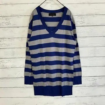 [ UNTITLED ] 언타이틀 보더 니트탑 V넥 M