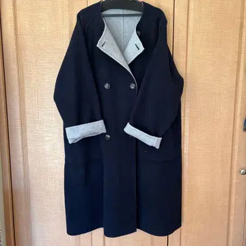 쉽스 네이비 더블 브레스트 울 코트