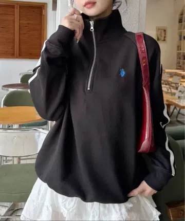 유에스폴로어슨 라인 디자인 하프 지퍼 맨투맨