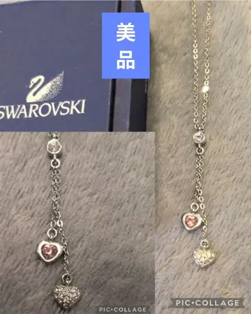 새상품급 스와로브스키 하트 목걸이 핑크