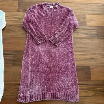 피케 퍼플 코듀로이 니트 원피스