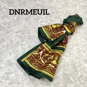 DNRMEUIL 대형 스카프 그린 x 골드 가구 모티브 올 패턴 정사각형