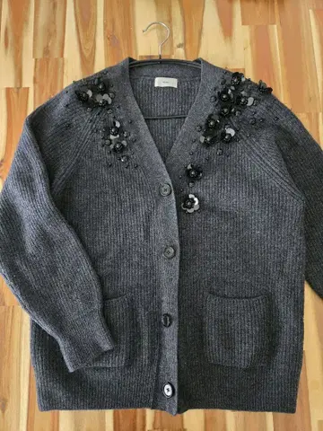 IENA 비즈 그레이 가디건 스웨터 니트