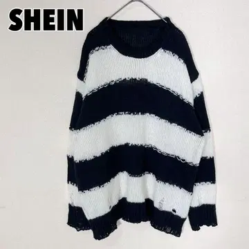SHEIN 쉬인 보더 니트 데미지 서브컬쳐 지뢰