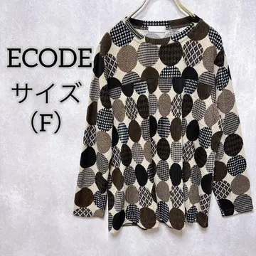 [ ECODE ] 이코드 ( F ) 도트 무늬 긴팔 티셔츠