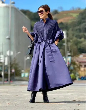 네이비 새틴 원피스