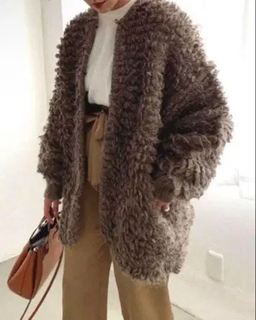 CLANE 모헤어 루프 벌키 니트 가디건