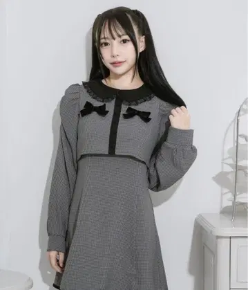 pium 더블 리본 레이어드 플레어 원피스