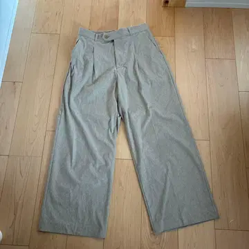 무인양품 MUJI 가로 세로 스트레치 기모 턱 와이드 팬츠 L 베이지