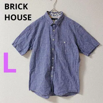 [브릭하우스] BRICK HOUSE 반팔 셔츠 파랑 깅엄 체크 L
