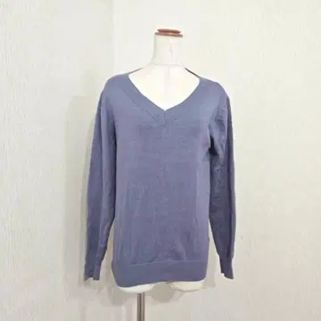 KHARIS ANGEL V넥 니트 ( M ) 탁한 블루 세련된