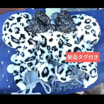 팬캡 레오파드 무늬 화이트 화이트 레오파드 표범 무늬 디즈니 리조트