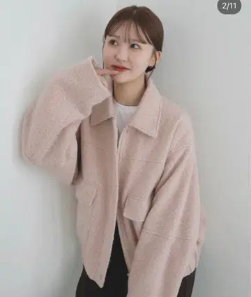 lian 스탠칼라 컬 샤기 블루종