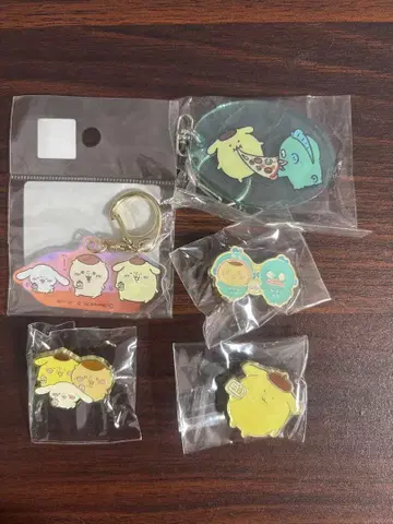 치이카와 (먼작귀) 산리오 캐릭터즈 핀 배지 아크릴 키링 5개 세트