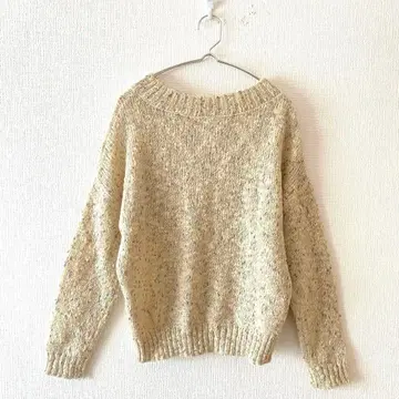 [나이로] 니트 스웨터 울 혼방 모헤어 혼방 라메 있음 드롭 숄더 F