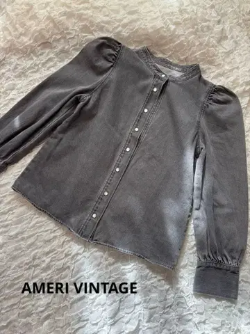 AMERI VINTAGE 데님 퍼프 블라우스