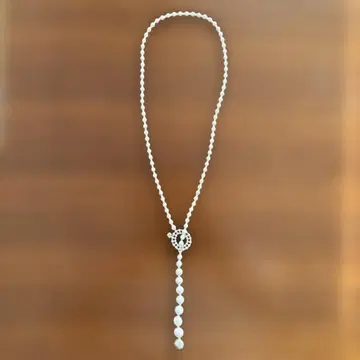 미사용 새상품 TRIPLE O 실크 라리엣 화이트 롱 목걸이