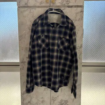 INHERIT 체크 무늬 긴팔 셔츠 블루 계열