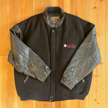 바시티 자켓 블랙 가죽 기업 XL