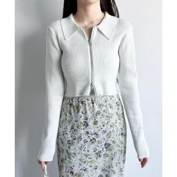 COCODEAL 코코딜 카라 지퍼 라메 가디건