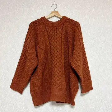 셀렉트 모카 브라운 케이블 니트 긴팔 스웨터 프리 사이즈 여성용