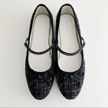 오리엔탈 트래픽 트위드 발레 스트랩 펌프스/51106 블랙