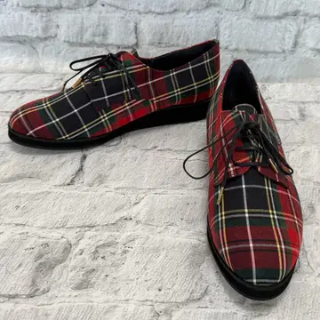 ten 타탄 체크 레이스업 슈즈 24cm