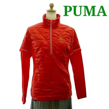PUMA 레드 퀼팅 하프 지퍼 소매 탈부착 가능 2WAY
