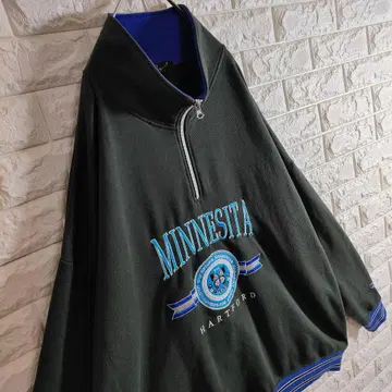 [ 자수 빅 로고 ] 하프 지퍼 트레이닝복 리브 라인 L 오버 사이즈